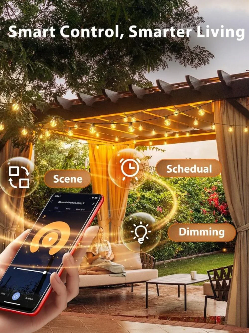 Outdoor String Lights 100FT G40 with APP Control
